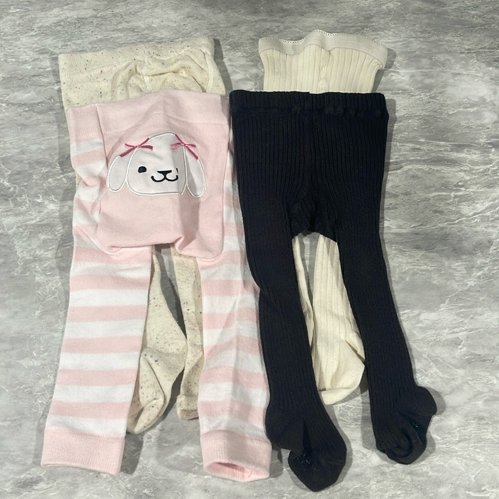 4 pair baby tights 6-12 month